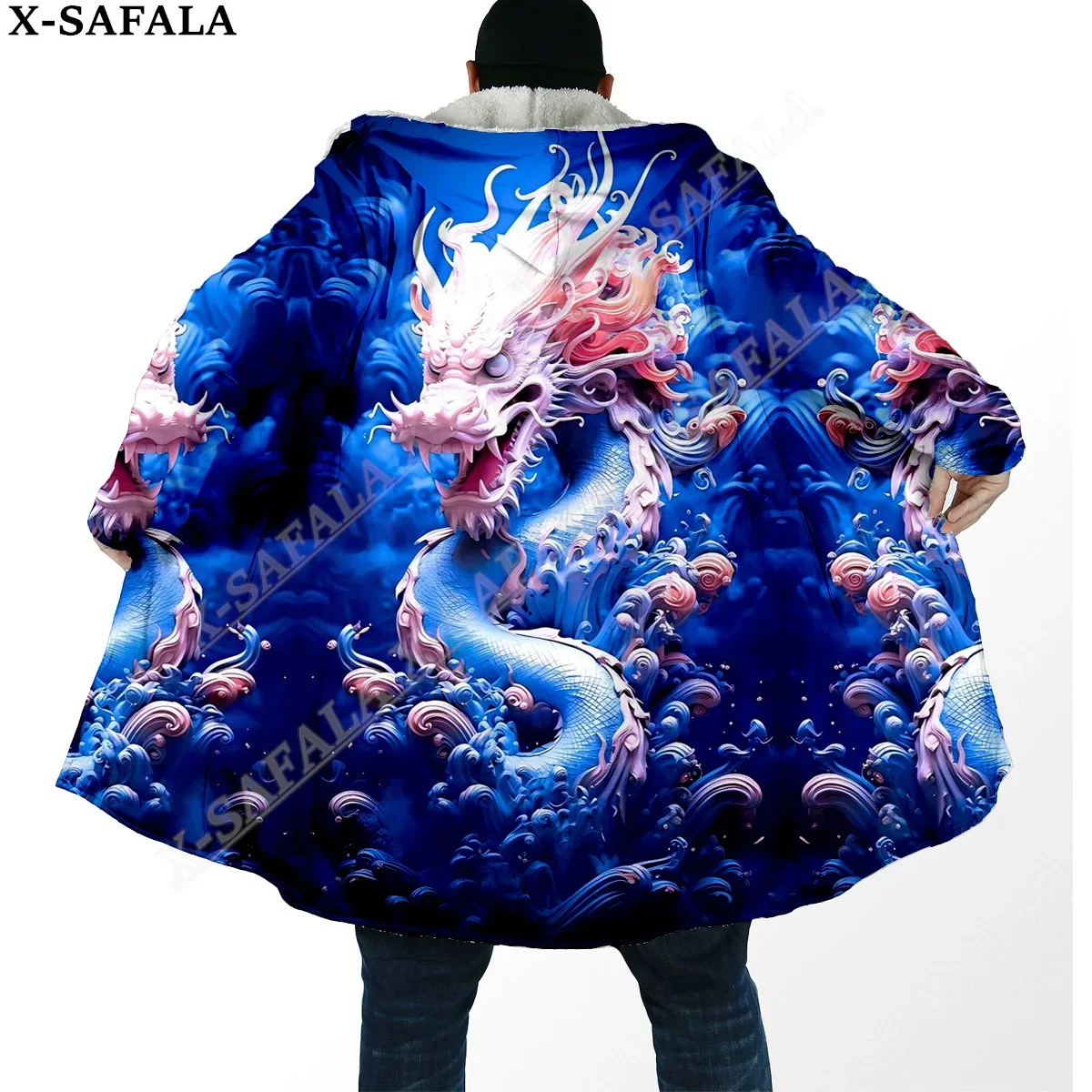 

Mysterious Myth Dragon Art Moon 3D Print Dream Cloak Thick Warm Hooded Men Overcoat Coat Windproof Fleece Cape Robe Blanket-6