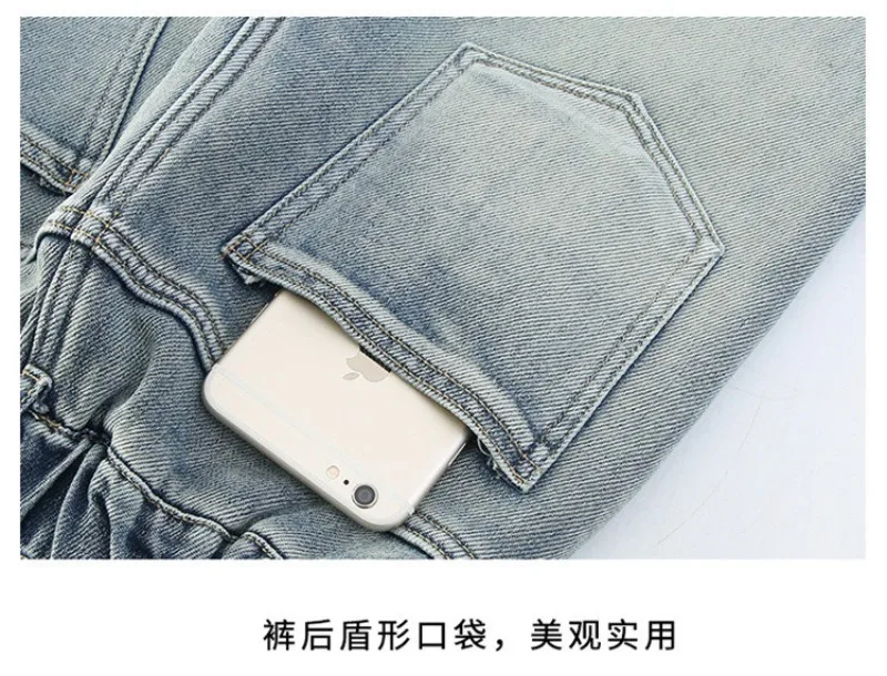 Winter-Jeans aus Lammfell für Mädchen, 4-14 Jahre, Teenager-Mädchen, Jeanshose mit integrierter Schleife und Fleece, lockere Herbst-Jeanshose für junge Mädchen – Detail 18