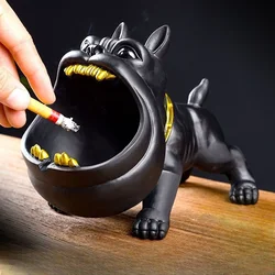 Cartoon Dog Ashtray Bulldog Animal Large Capacity Storage Box Dog Ceramic Crafts Living Room Desktop Home Ornaments Mens Gift