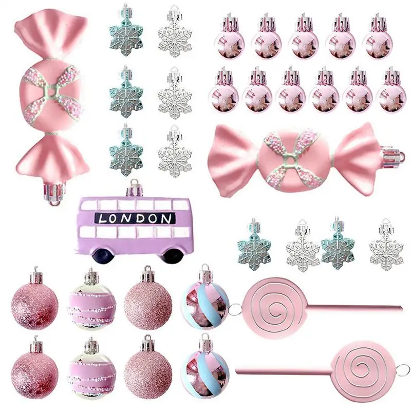 Ma-caron Candy Decorazione palla di Natale Palline rosa blu Ornamenti pendenti per albero di Natale per ciondolo festa Navidad Noel 2025