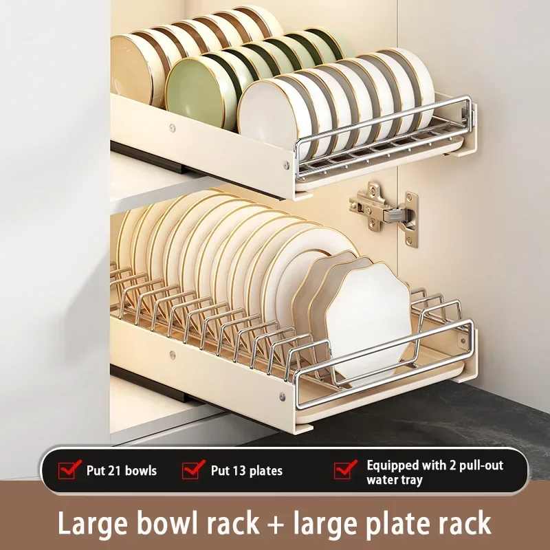 Kitchen Sink Sliding Dishes Dryer Rack Shelf Stainless Steel Cabinet  Storage Drainer Organizer Tableware Drawer Type Drainboard