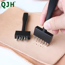 Black Leathercraft Brogue Punch Tool, Round Punch Craft Supplies 1/3/5/8/11/14 Holes Leather Shoes/Belt/Watch Strap Holes Punch