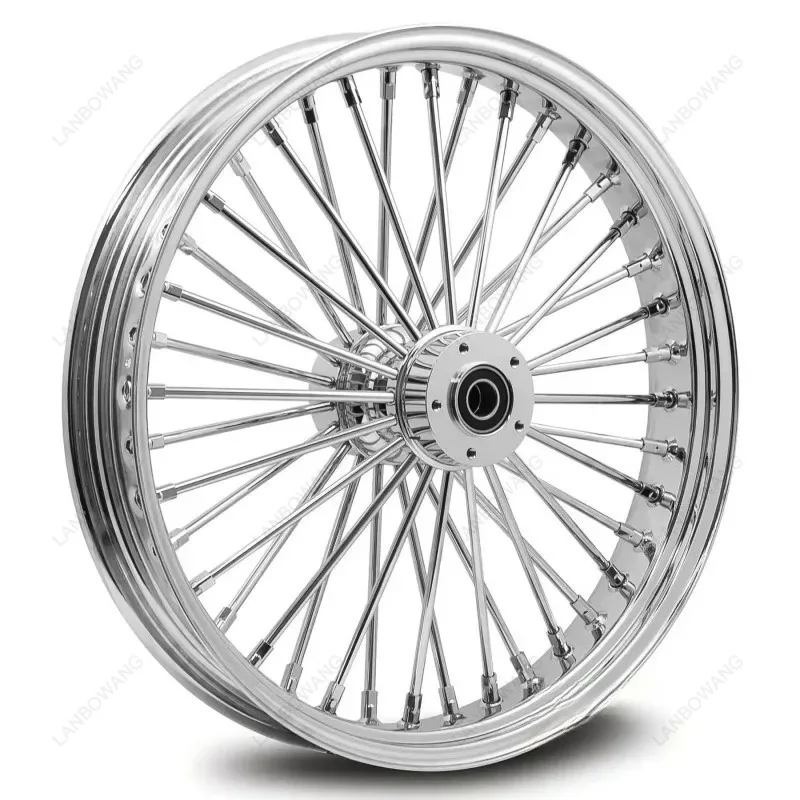 16 18 19 20 21 23 Inch Tubeless Motorcycle Spoke Wheel Rim Silver Chrome ABS 40-80 Spokes For Harley