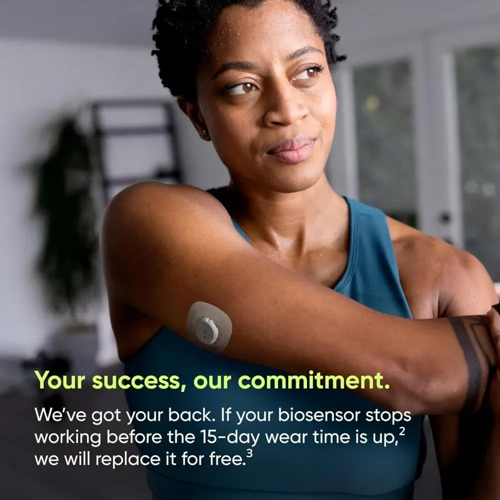 Sistema de Monitoreo Continuo de Glucosa (CGM) con Sensor, Seguimiento 24/7 con Aplicación para iOS y Android
