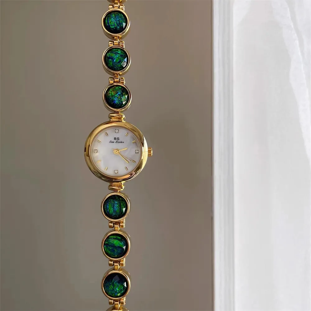 Luxury Women's Watches Green Jade Bracelet Small Dial Elegant Women Wristwatch Top Brand High Quality Quartz Ladies Watch