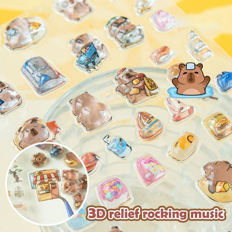 [YU]Kapibala 3Dtransparent Jelly Sticker Crystal Decorative Stickers Children's Phone Casesdiy Toys