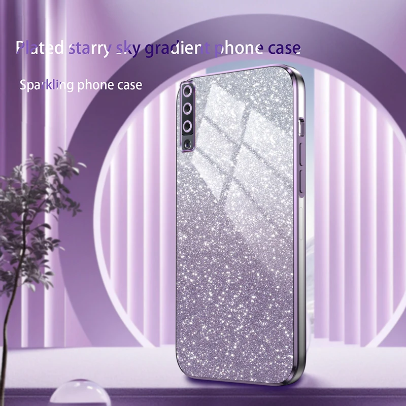 A7 Luxury Gradient Glitter Plating Case For Samsung Galaxy A7 2018 A750 A750F Soft Silicone Protect Back Cover Samsung A7 7