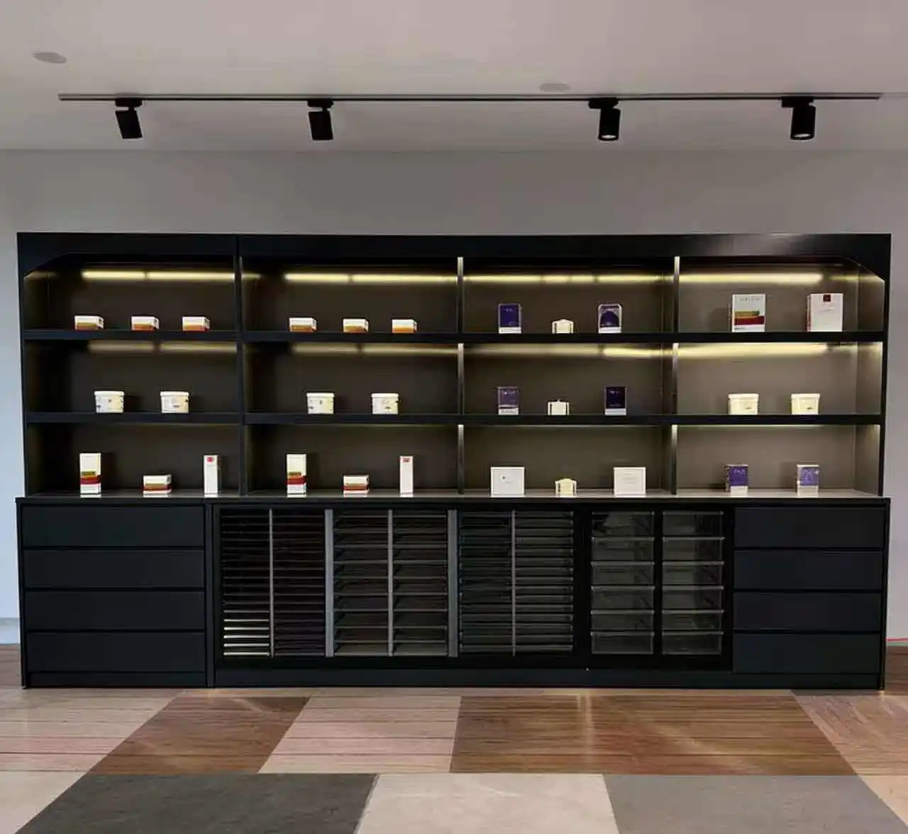 *Floor Cabinet Nail Polish Black Color Board Wall Cabinet Storage Side Cabinet