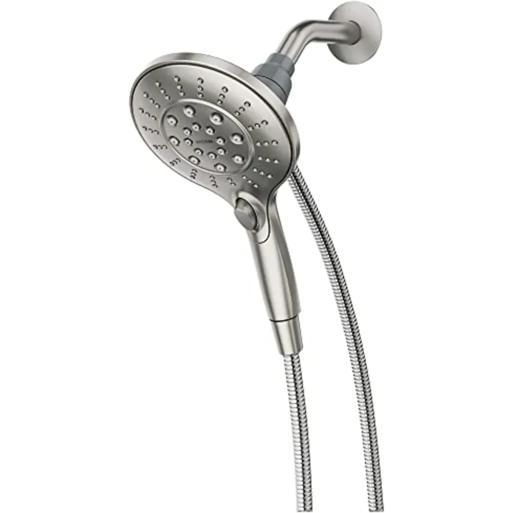 Engage Spot Resist Brushed Nickel Magnetix Six-Function 5.5-Inch Handheld Showerhead with Magnetic Docking System, Detachab