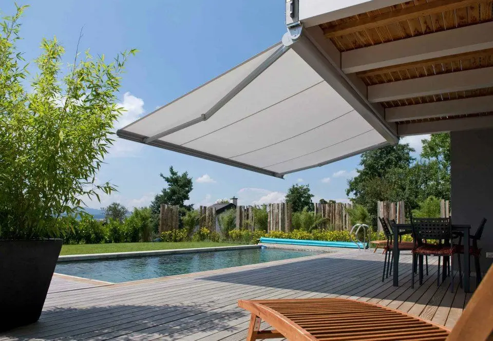 Outdoor Patio Awning Motorized Retractable Awning Sunshade Coffee Shop Restaurant Sun Shelter Aluminum Folding Full Box Awning