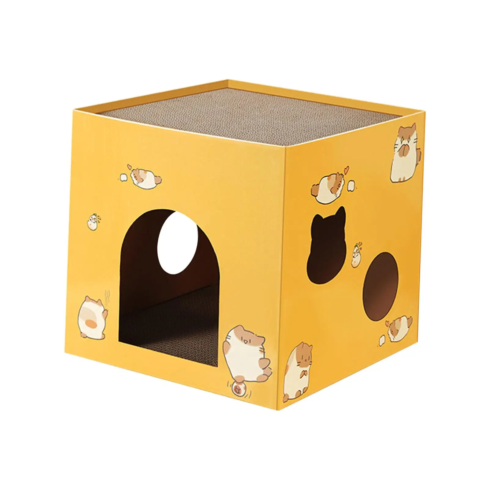 

Cat Box Cats Bed Corrugated Cat Cardboard Box for Indoor Small Animals Rabbit Yellow S