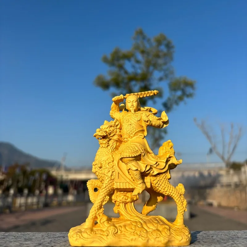 

Hand-Carved Premium Boxwood Lei Zu Statue - 4.7" Taoist Thunder God Figurine for Home Decor Altar Temple Spiritual Feng Shui