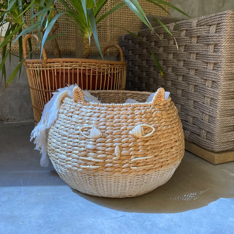 Natural grass rattan fun storage characteristic handicraft living room bedroom storage
