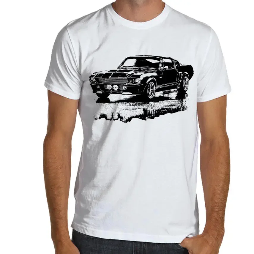 Summer Style Men Tee Shirt American Muscle Car Mustang Gt500 E 1967 Eleanor Soft Cotton T-Shirt