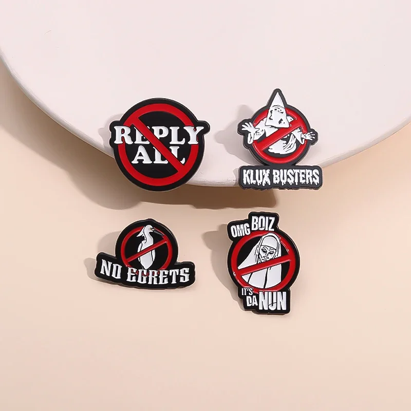 Prohibition Symbols Enamel Pin Don't Reply All Lapel Backpack Badge Cartoon Punk Brooches Jewelry Accessories for Gift Wholesale