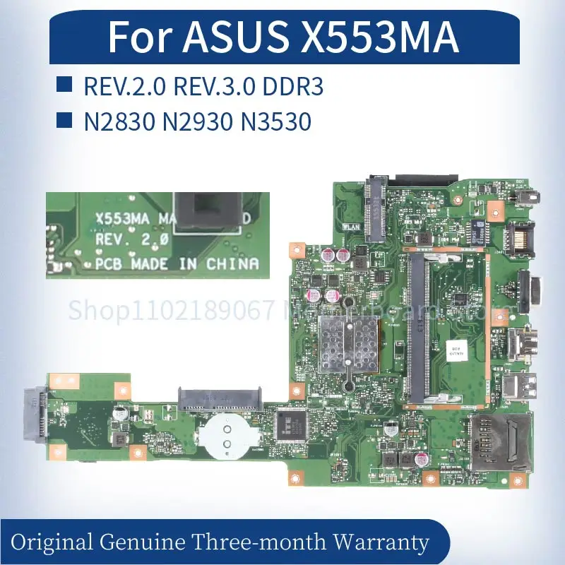 

REV.2.0 REV.3.0 For ASUS X553MA X503M F553MA F553M Laptop Mainboard N2830 N2840 N2930 N2940 N3530 N3540 Notebook motherboard