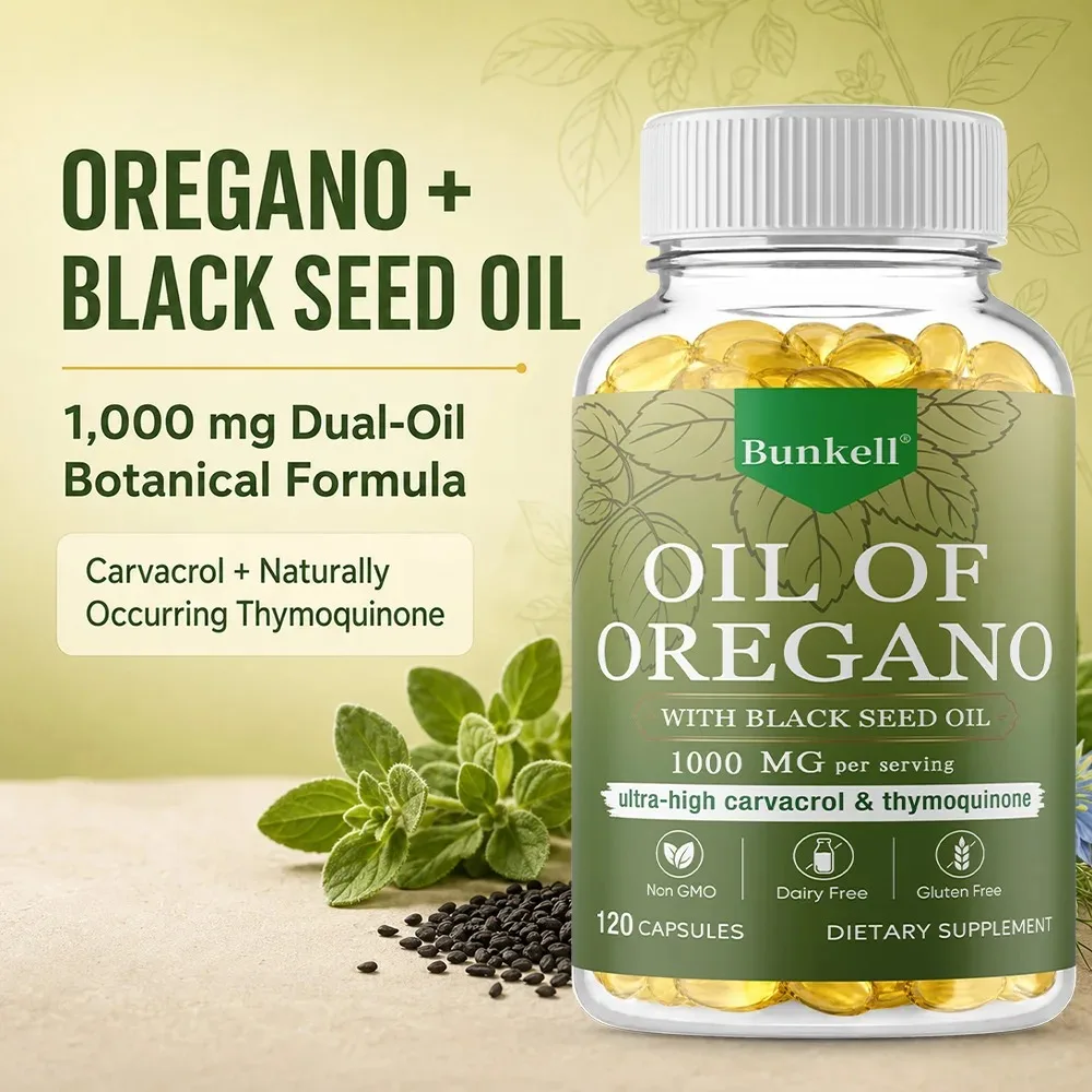 Oil of Oregano - Contains Black Seed Oil, Which Promotes Immune and Digestive Health, Fights Inflammation, and Relieves Bloating