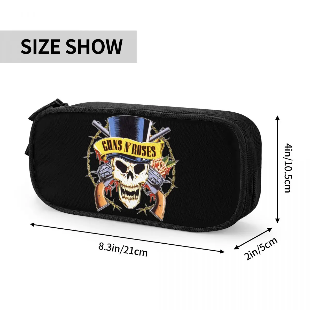 Cute Guns N Roses Pencil Cases for Girls Boys Custom Bullet Logo Large Storage Pen Box Bag School Supplies