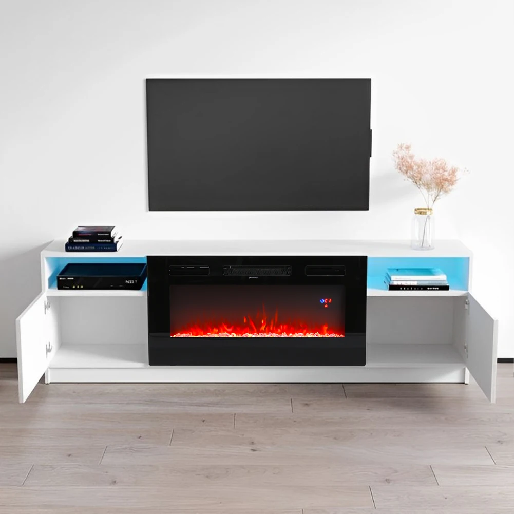 【Breeins】Recessed Electric Fireplace TV Stand with Closed Storage Home Decoration With Remote Modern