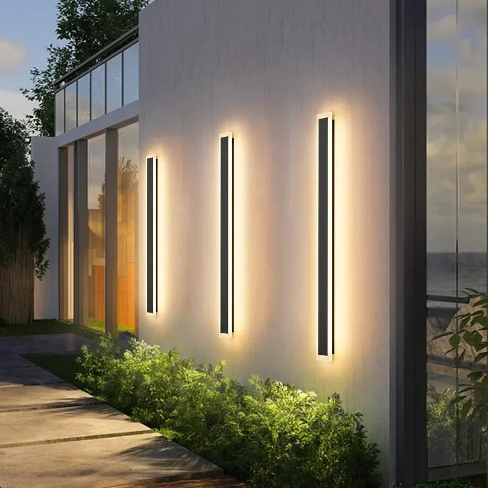 Imagem -05 - Moderno Led Exterior Wall Sconce Luz Linear Longa para Corredor Luzes Negras ao ar Livre Pack 394 3000k