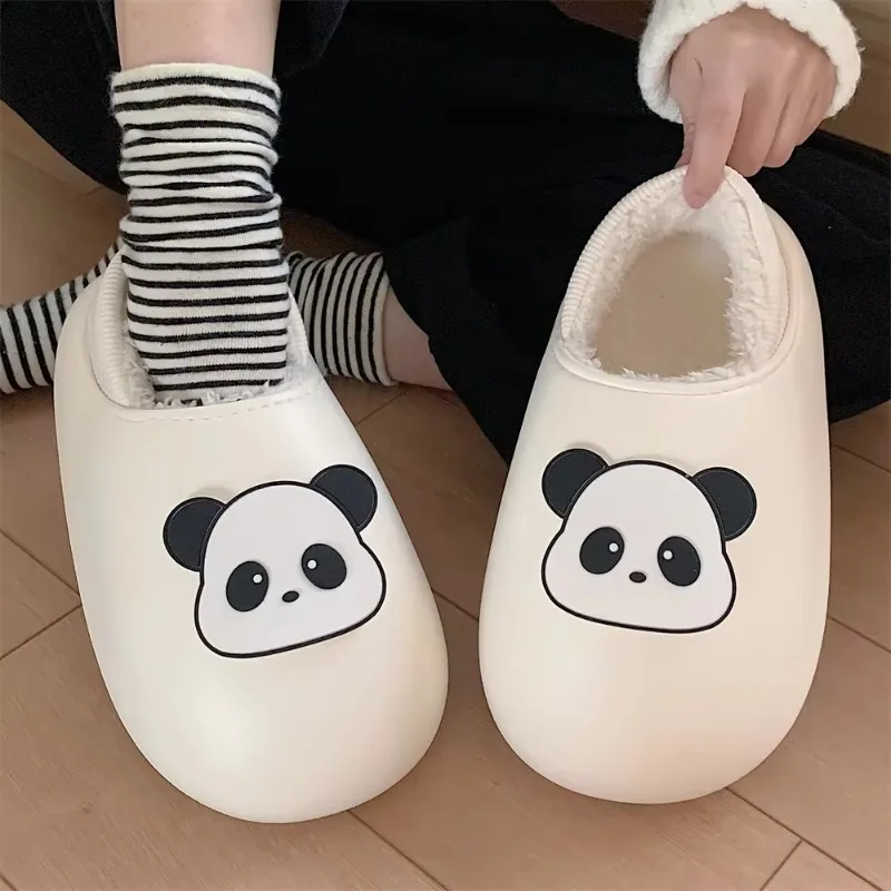 

Winter home warm EVA cute panda all-inclusive with cotton slippers women's casual wear waterproof soft-soled slippers