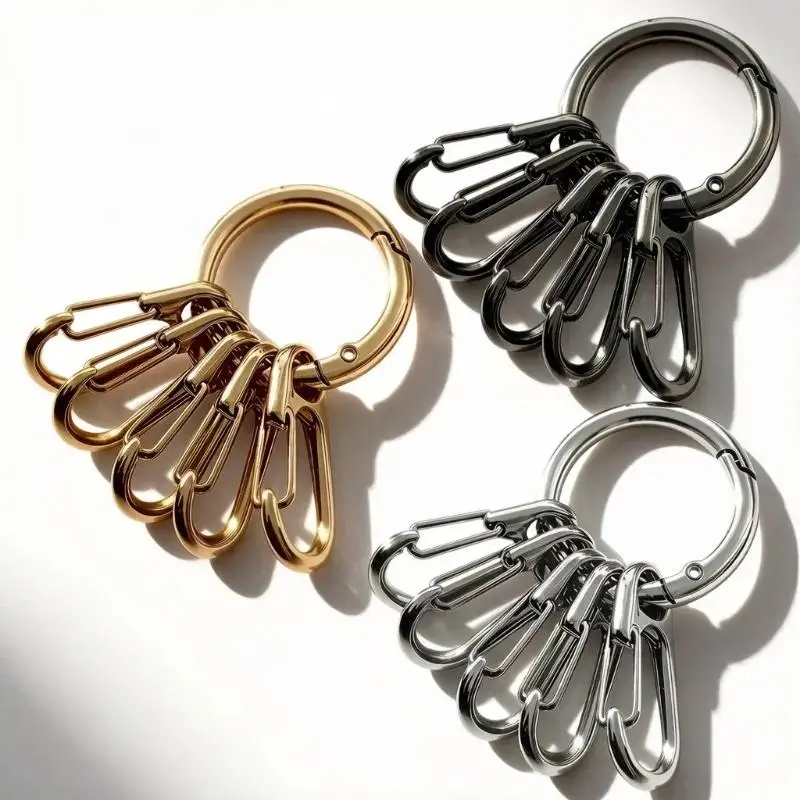 Metall-O-Ring-Federverschlüsse mit 5 Stück Hakenverschlüssen für DIY Öffnbare Runde Karabiner Schlüsselanhänger Clips Hakenverschlüsse Zubehör – Detail 1
