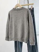 Spring Autumn New Women Ruffle Lace Button Front Knitted Cardigan Long Sleeve Casual Short Fashion All-match Ladies Sweater 2