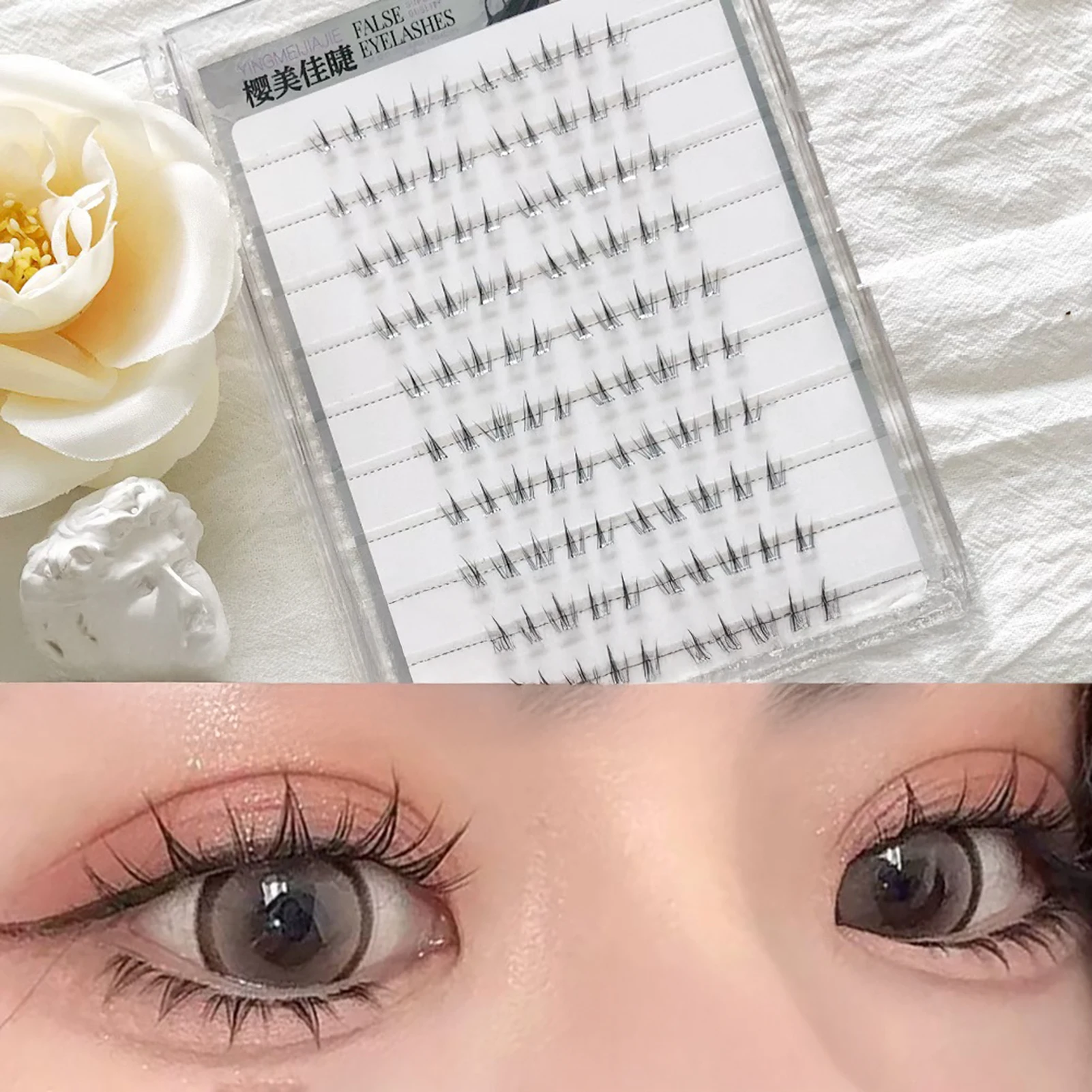 Individual Bottom Lash Clusters No Glue Need C Curl Black Lower Eyelash Self-adhesive Lash Extensions Cosplay DIY Makeup