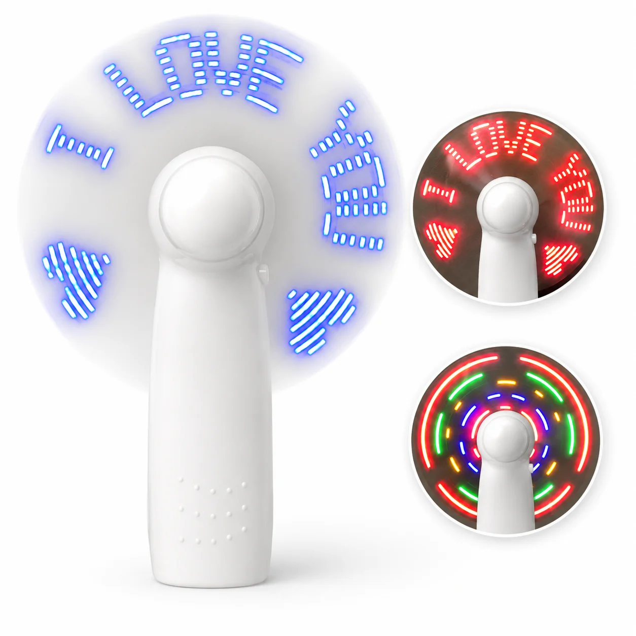 Summer Cooling Mini Handheld Fan LED Flashing Words Portable Toy for Students 3 Speed Quiet Battery Fan Outdoor