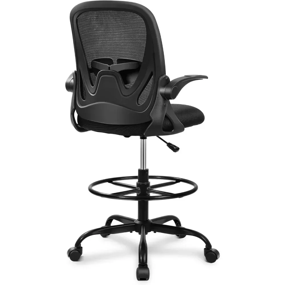 

Drafting Chair Tall Office Chair with Flip-up Armrests Executive Ergonomic Computer Standing Desk Chair with Lumbar Support