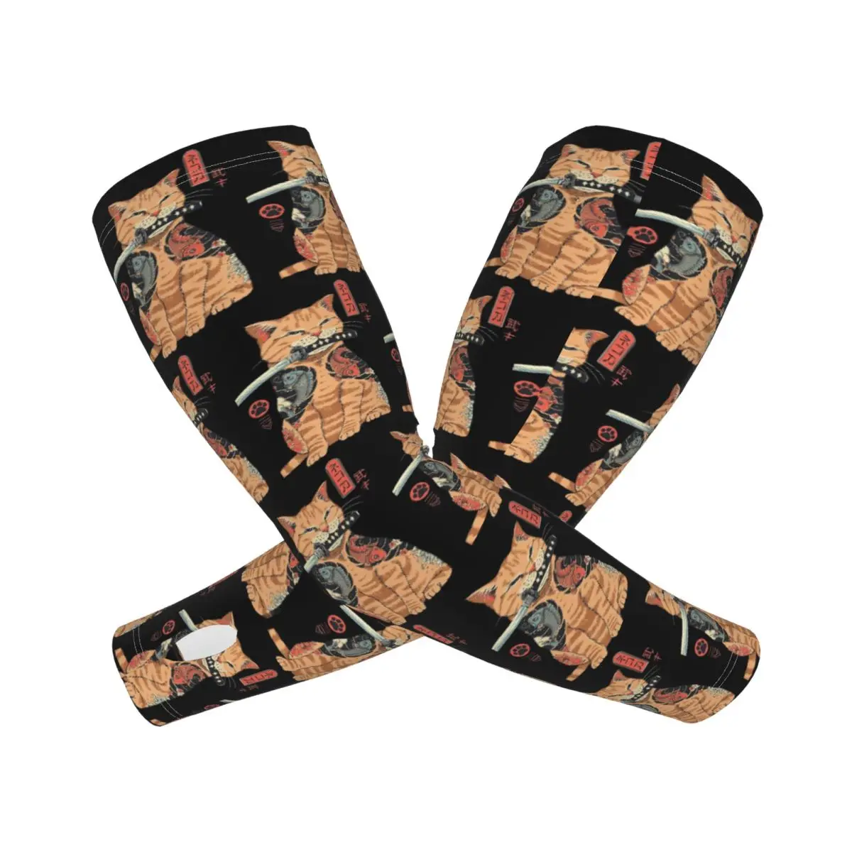 

Catana Cats Retro Samurai Yakuza Holder Outdoor Arm Sleeves Sun UV Protection Cover Summer Ice Silk Cycling Tattoo Sleeves