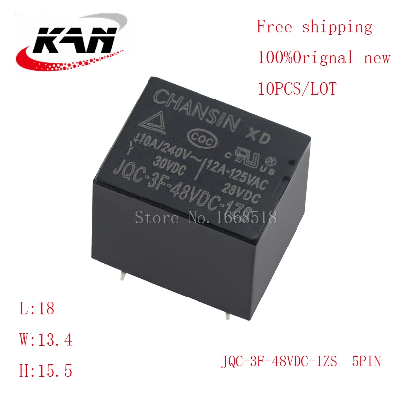 Free shipping 10PCS 100% new original JQC-3F-48VDC-1ZS Relay instead of SRD-48VDC-SL-C JQC-3FF-048-1ZS