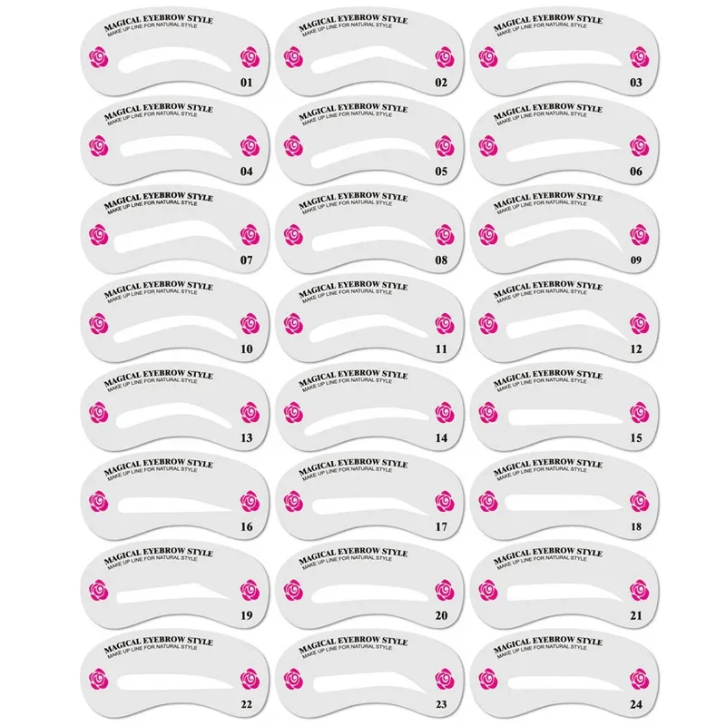 24 Styles/set Eye Makeup Stencils Grooming Eyebrow Stencil Kits DIY Eyebrow Templates for Women Make Up Beauty Tools Accessories