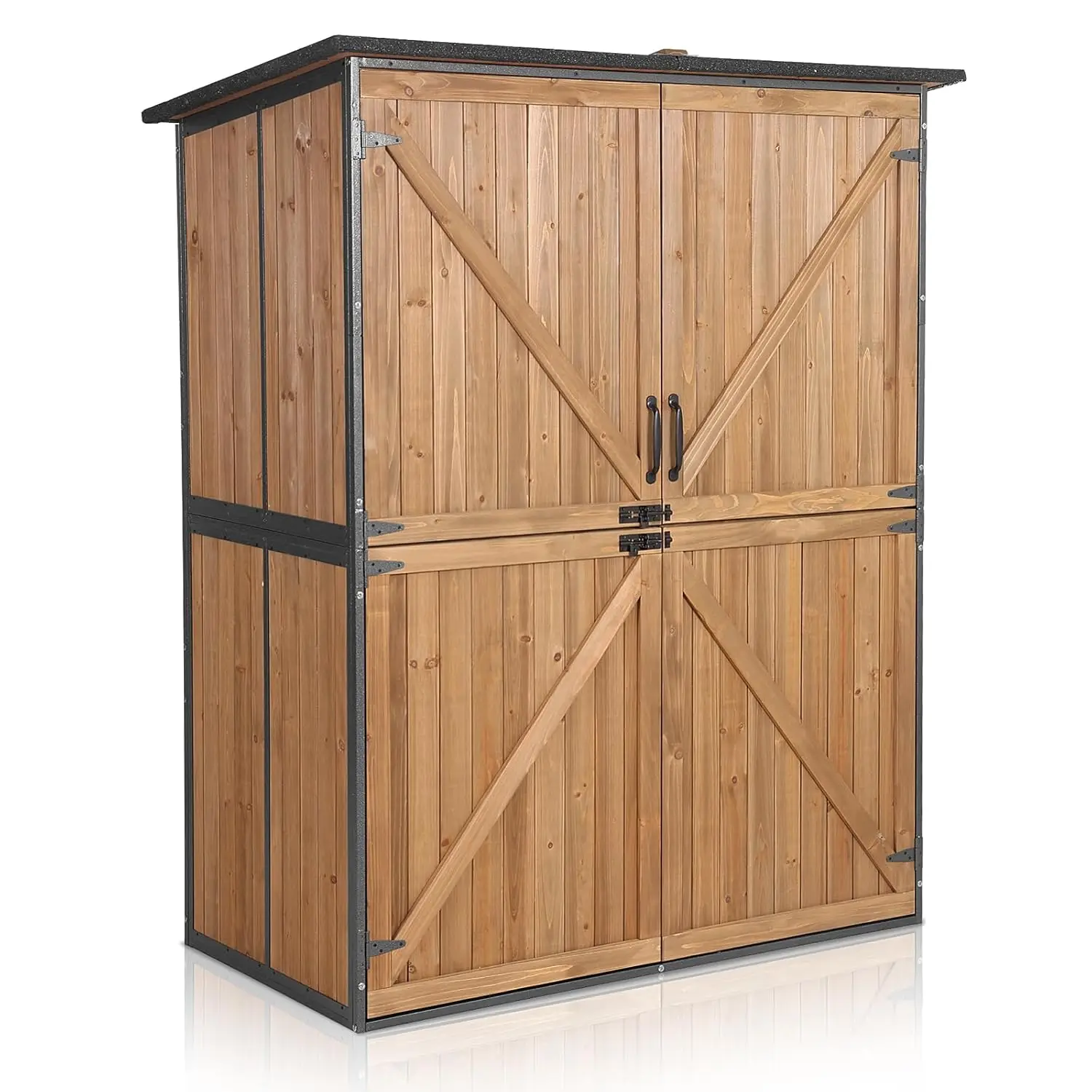 

Outdoor Storage Shed with Floor - Waterproof Natural Fir Cabinet with Adjustable Shelves and Double Lock for, Customized