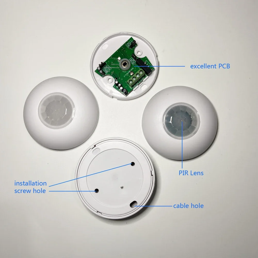 Indoor 360° Ceiling Infrared Detector NC/NO Dry Contact Signal Hotel Smart Lamp Control Switch Mini Wire PIR Motion Sensor