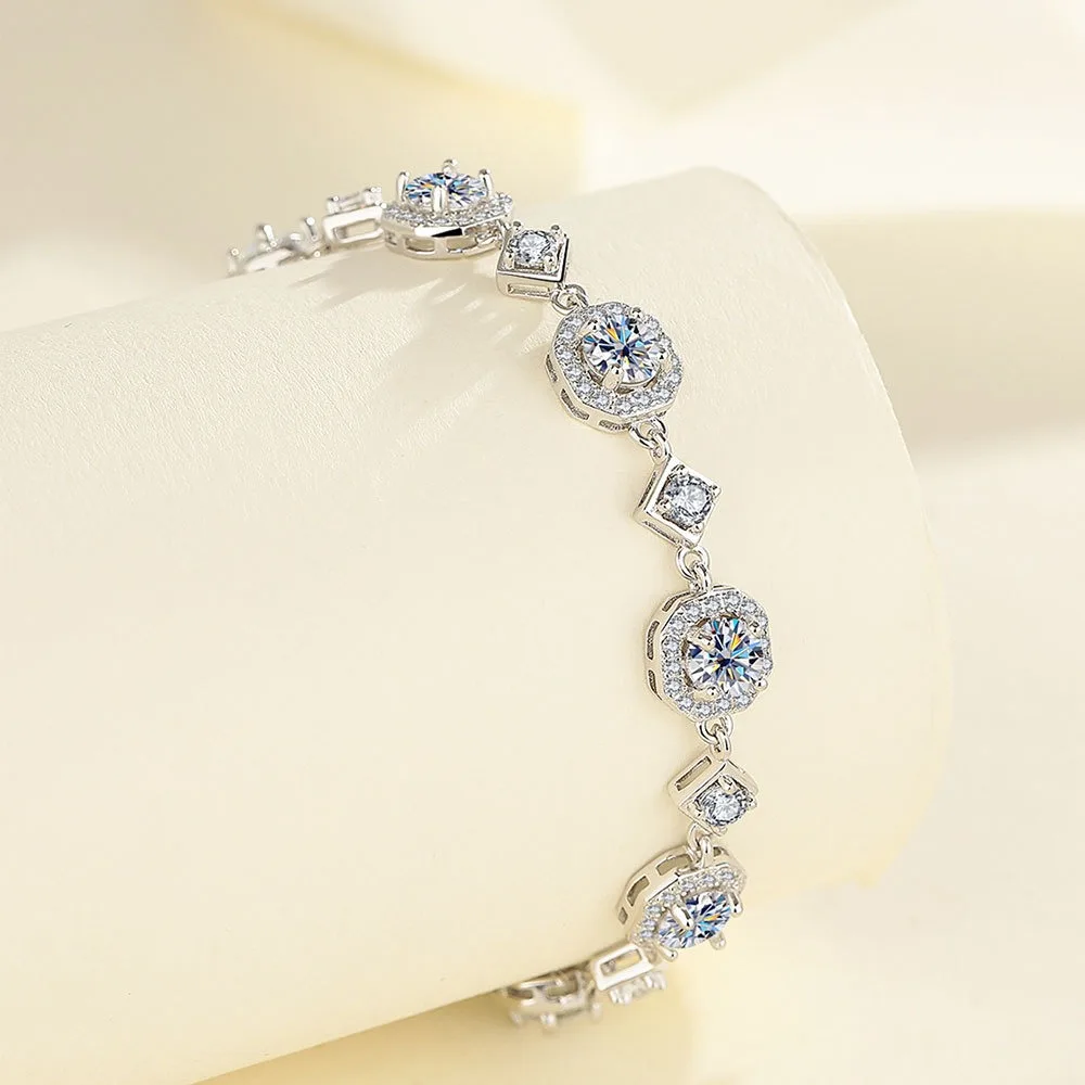 NKHOG 5mm Adjustable Moissanite Bracelets For Women 925 Sterling Silver Hand Chain Luxury Fine Jewelry Engagement Gift Pass Test