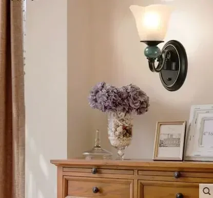 TechHPAmerican Bedroom Bedside Wall Lamp Simple Modern Living Room Wall Hotel Engineering Corridor