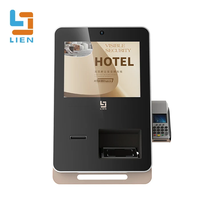 

All in One Custom Automatic Smart Self Service Check-In Terminal Card Dispenser Passport Scanner Hotel Payment Kiosk