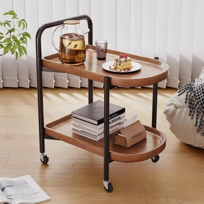 

Журнальный столик на колесиках, небольшой столик, тележка в стиле ретро, домашняя гостиная, диван, прикроватный столик, небольшой приставной столик, круглая двойная полка