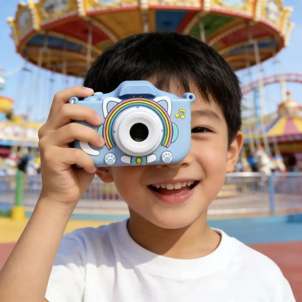 Space Cat Kids Digital Camera HD Dual Lens Mini Portable Cartoon Toy Camera Rechargeable for Children Boys Girls Student Gift