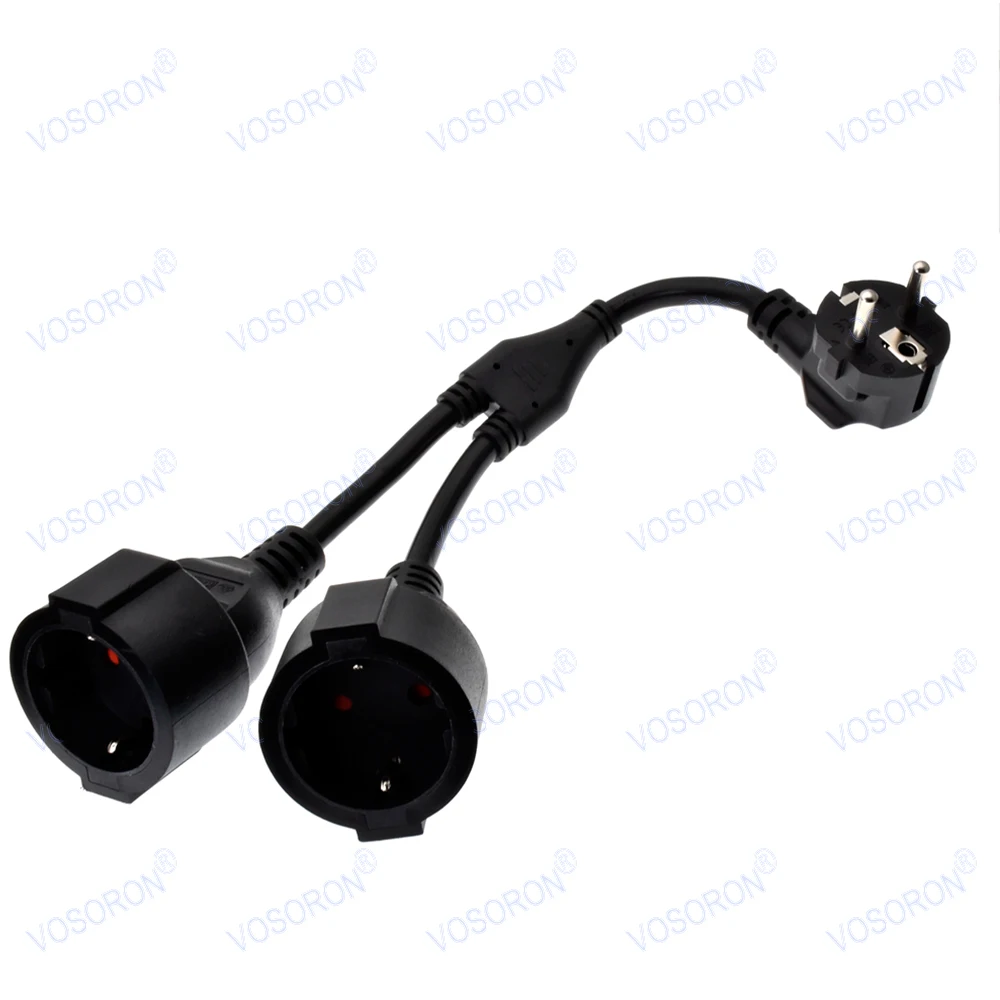 ​European EU Plug Extension Cable With Dual Plugs, Male to Female Power Extension Cord Electric Socket Waterproof IP20 Outdoor﻿