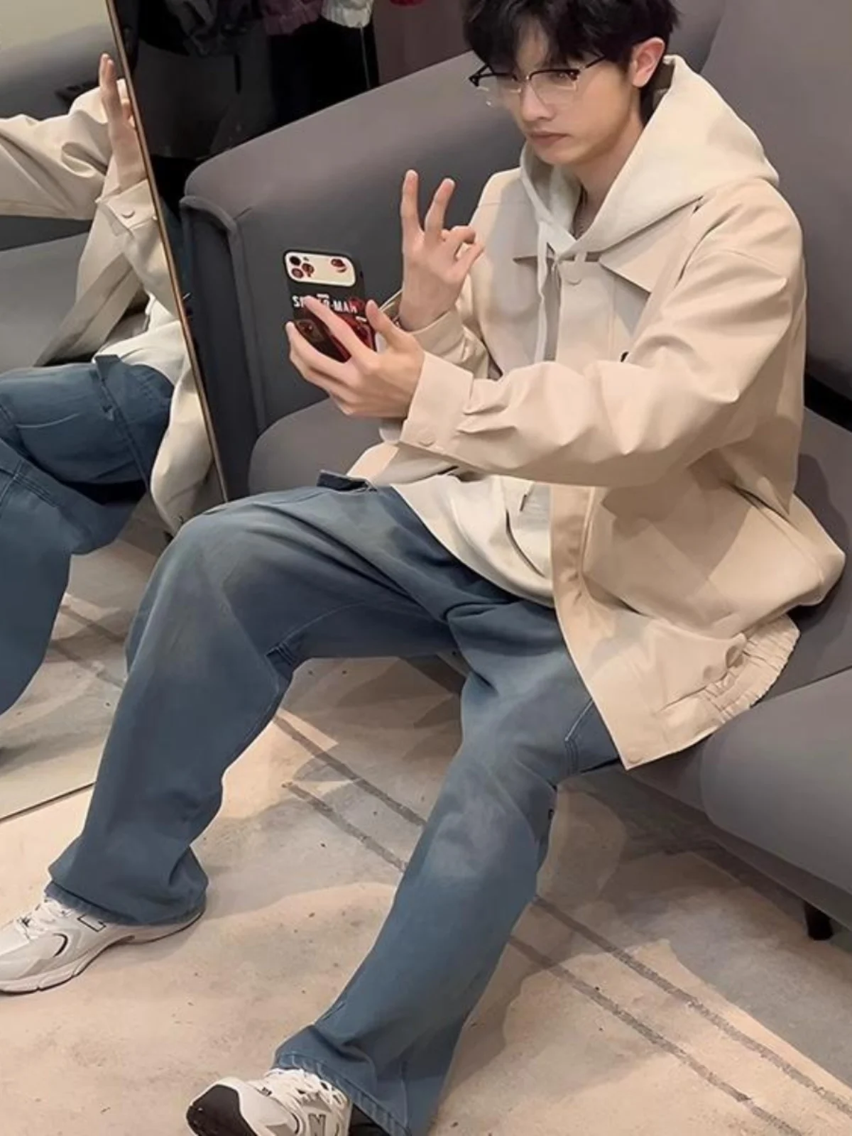 

Mature Men's PU Leather Jaet Autumn Winter Faionable Baseball Sle Zipper Collar Loose Fit Waterproof Outerwear Coat