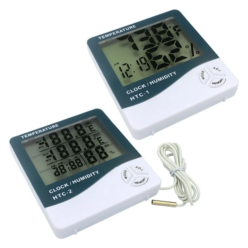 1~20Pcs Digital Display Temperature and Humidity Meter High Precision HTC-1 Indoor and Outdoor HTC-2 Ribbon Probe