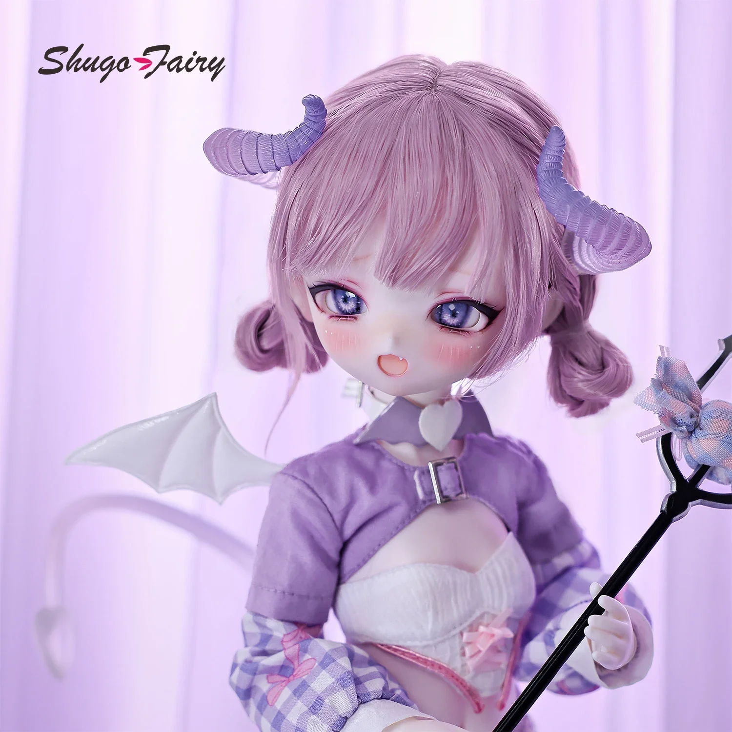 ShugaFairy 악마 A Bjd 인형 1/4 독특한 크리스마스 선물, 투명 꼬리 판타지 악마 어린 양 애니메이션 소녀 조인트 장난감 풀 세트