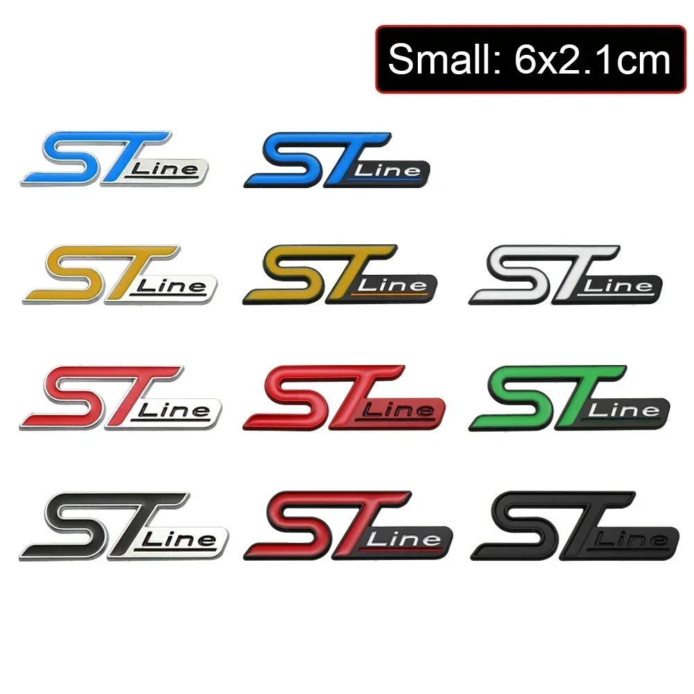 6x2cm Metal ST Line Car Sticker Side Emblem Trunk Decal for Fiesta Focus Mondeo Kuga Ranger Mustang Transit Taurus F-150