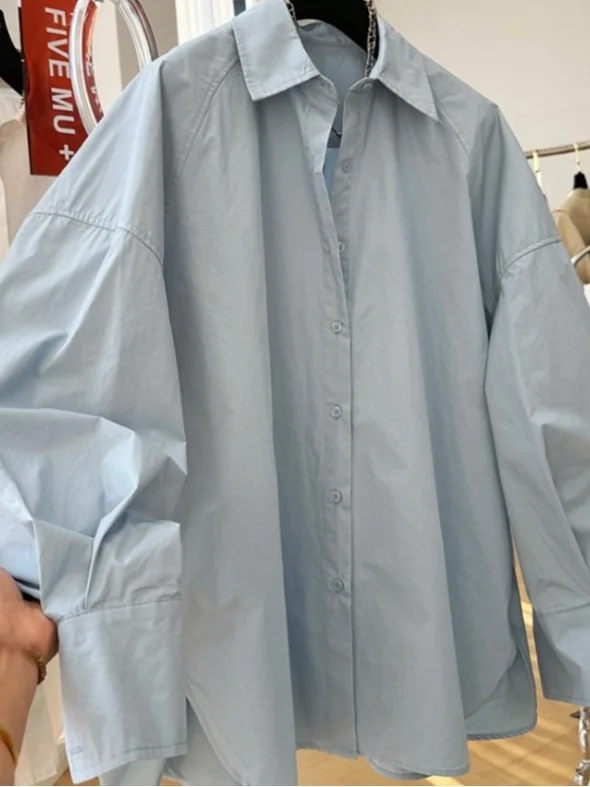 

Loose Fit Pure Cotton Long Sve Korean Sle Lazy Faion Women's irt Top Autumn New Arrival Casual Comfortable Top