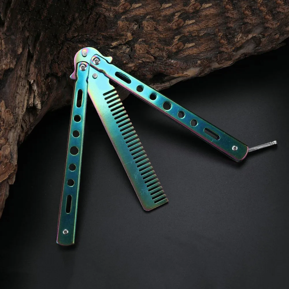 Foldable Butterfly Knife Portable Transformable Blunt Balisong Pocket Trainer Survival Knife Training Tool for Outdoor Game