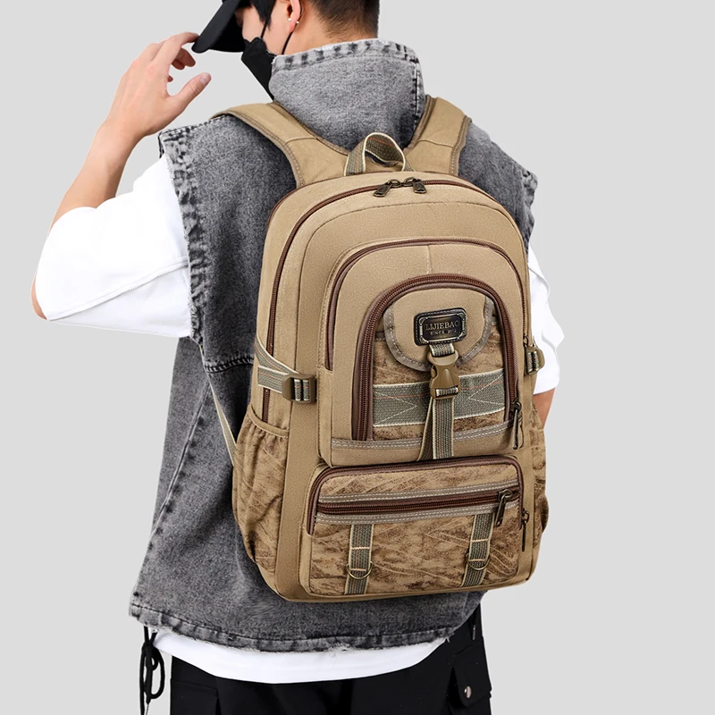 

backpack men Large capacity outdoor canvas men's travel bag backpack back to school mochilas de hombre school backpack mochila