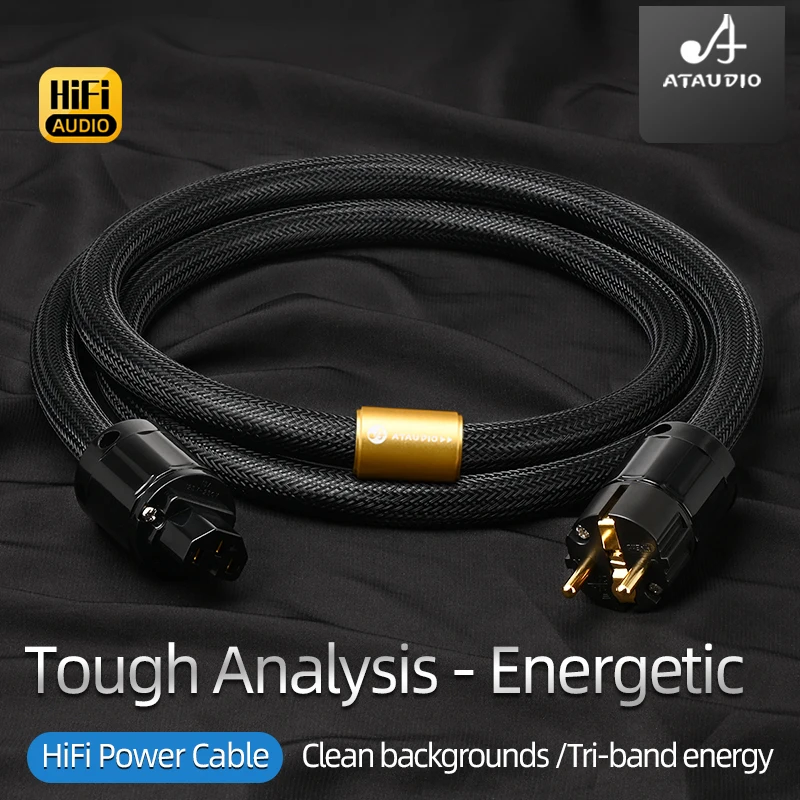 ATAUDIO HiFi EU Power Audio Kabel wysokiej jakości 6N OFC z podwójnym kołnierzem ze złotym wtyczka powlekana zasilanie prądem zmiennym Kabel do