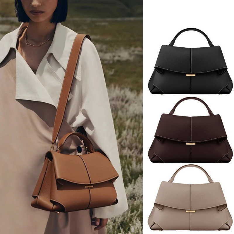 

French niche high-end hand-held smile bag, ladies' single-shoulder handbag and crossbody bag, soft square retro style